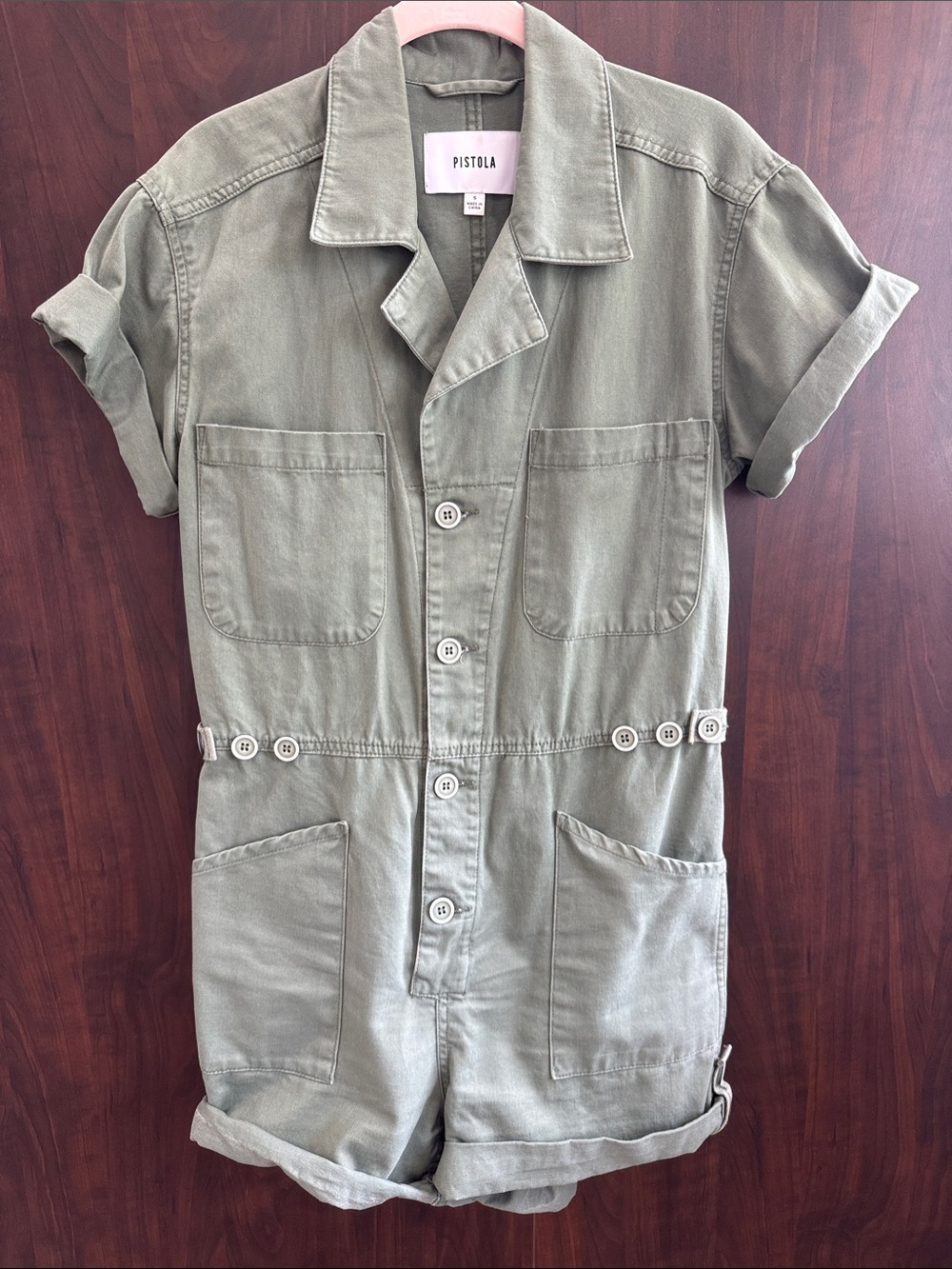 pistola Olive Green Short-Sleeve One-Piece Romper